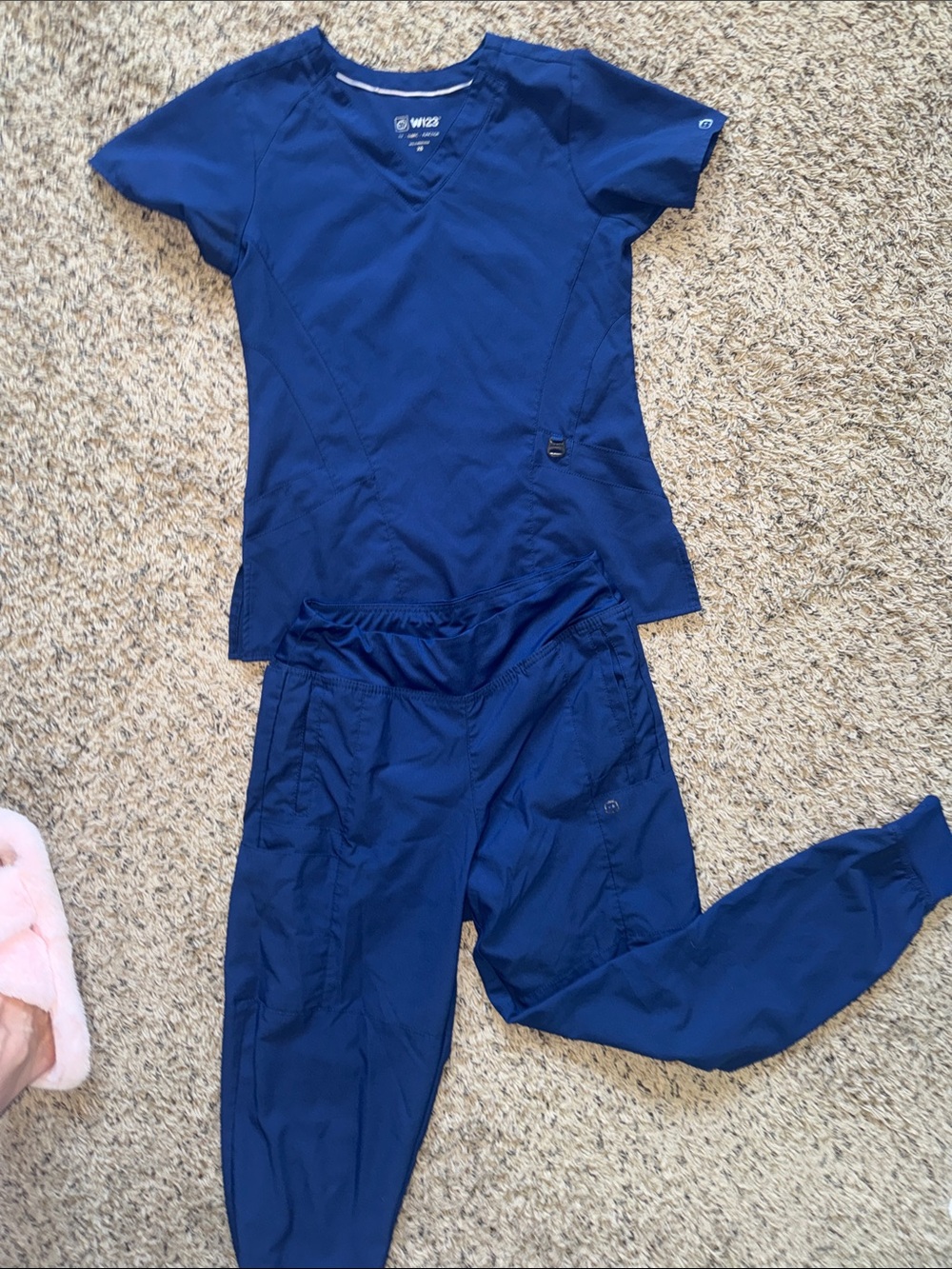 WonderWink Navy Blue Scrub Top and Jogger Set